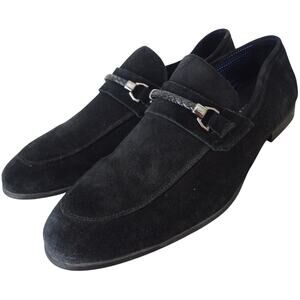 Section X Black Suede Leather Loafer Woven Braided Bit Brazil Men 12 Buckle